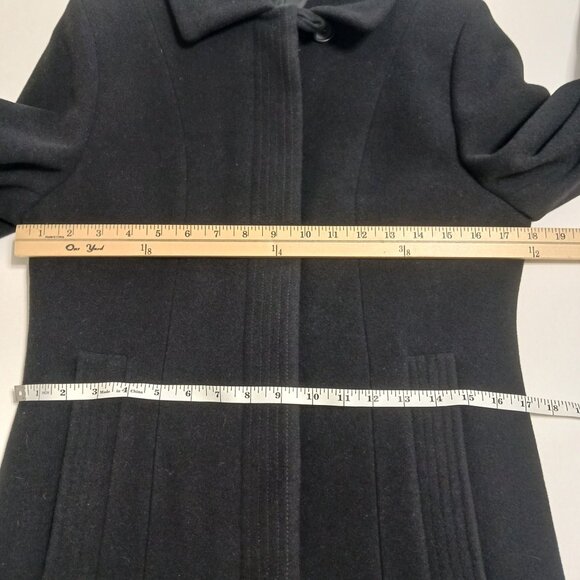 Brook Taverner Wool Cashmere Overcoat Black BURLINGTON Made In Italy Size 8 - Picture 12 of 14